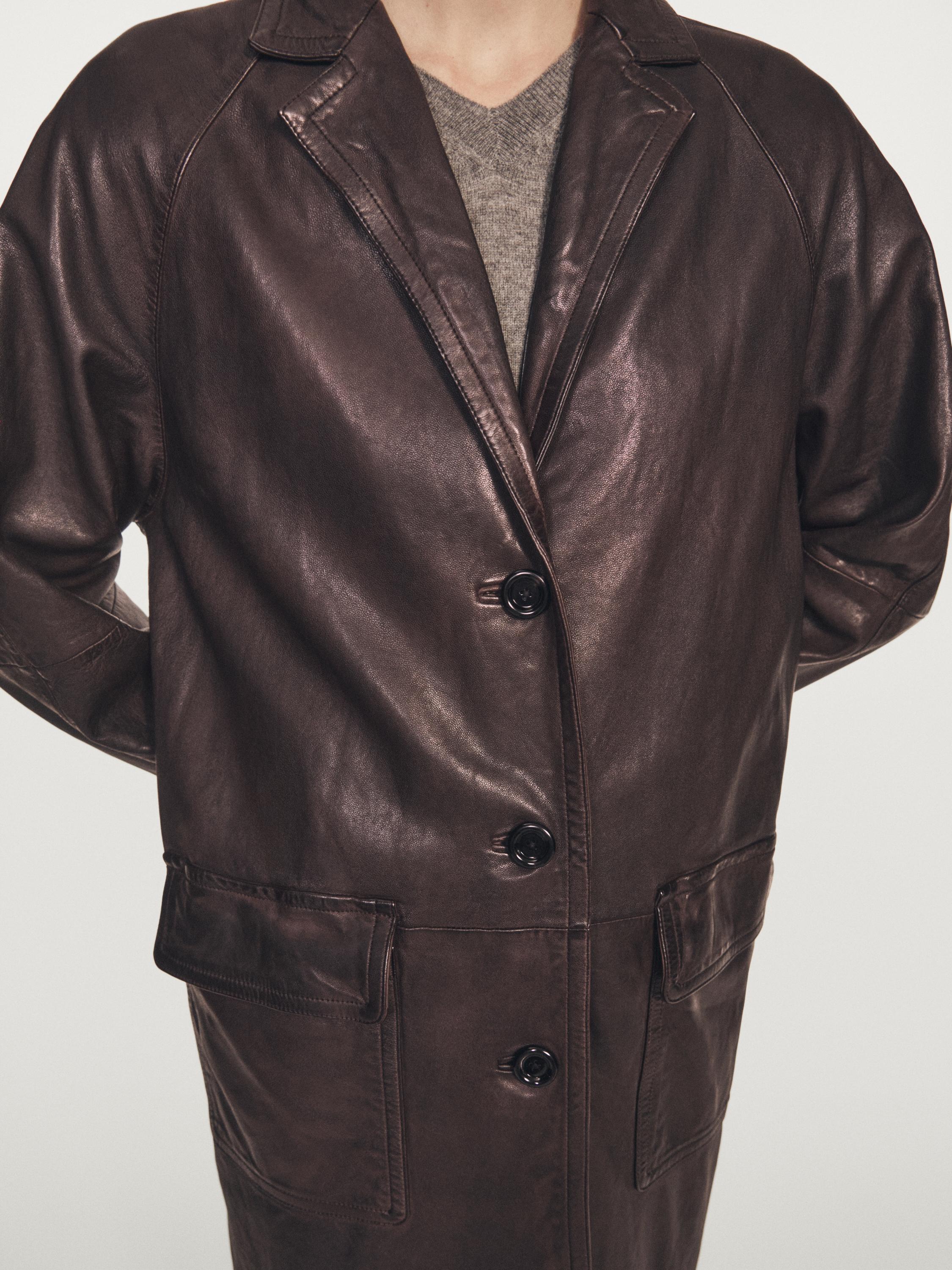 Long nappa leather coat